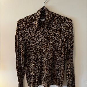J. Crew Leopard Print Tissue Turtleneck